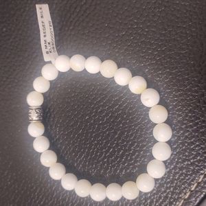 New 100% brand new Natural stone beads bangle silver  bracelet white 🤍